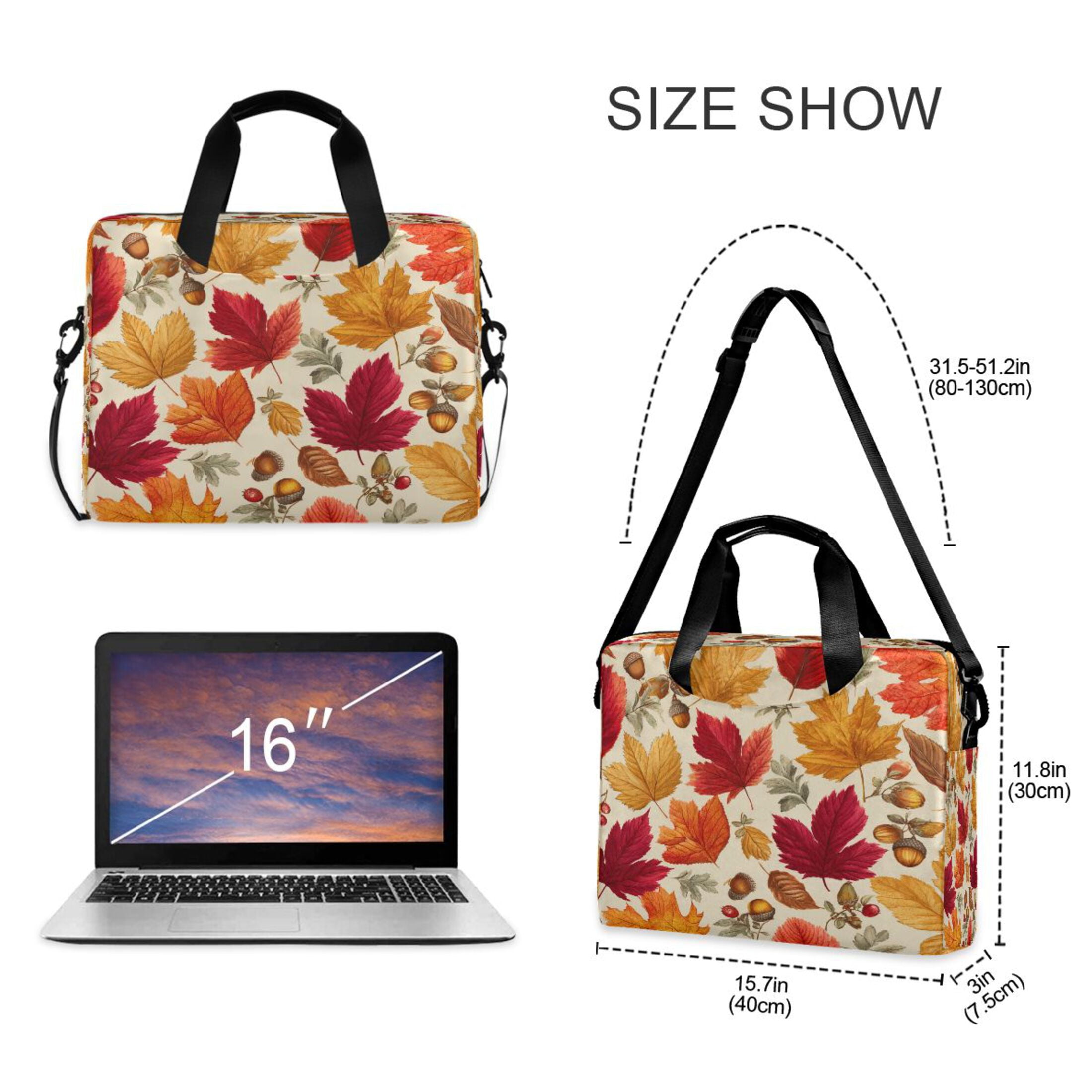Laptop Bag Laptop Briefcase 15.7 x 3 x 11.8 Inches Laptop Bag Briefcases Laptop Storage Travel Laptop Bag Work Laptop Bag Yellow Leaves