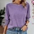 thumbnail image 3 of TYGHBN Women's Solid Color Fashion Loose Round Neck Point Sleeve Long Version T Shirt Loose Women Women Long Sleeve Athletic Top Long Sleeve Shirts Tall Long Sleeve Rayon Tops for Women Womens, 3 of 6