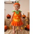 thumbnail image 2 of RUINIXCW Kid Girls Halloween Costume Sleeveless Pumpkin/Ghost Cosplay Dress with Hat, 2 of 8