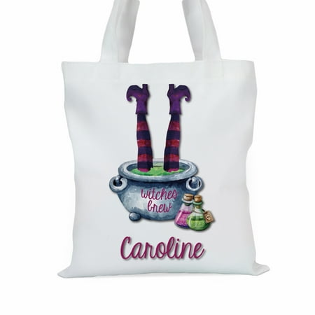 Witches Brew Personalized Kids Large Halloween Trick or Treat Tote Bag