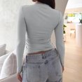 thumbnail image 4 of Top ajustado con cuello redondo estilo Y2K para mujer Top básico liso camisa Sexy traje de calle, 4 of 6