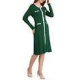 thumbnail image 4 of Vestido de suéter de color contrastante para mujer INSPIRE CHIC, de manga larga, tejido, corte A, midi, color verde, 4 of 5