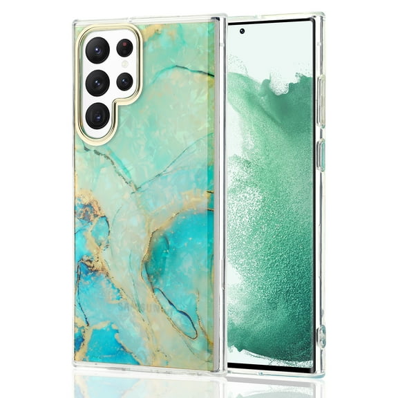 Allytech Marble Case for Samsung Galaxy S23 Ultra 6.8" 5G - Soft TPU Hybrid Shockproof Anti-scratch Protective Marble Case for Girls Women - Green