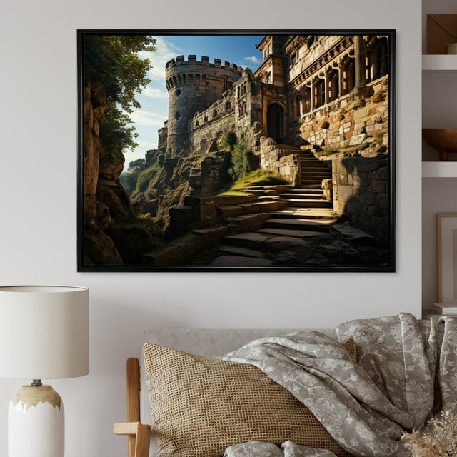 Designart Castles framed wall art decor, Castles framed wall Art, Castles Dramatic Forms High I , Extra large Traditional black framed wall art, 32x24 inches black frame