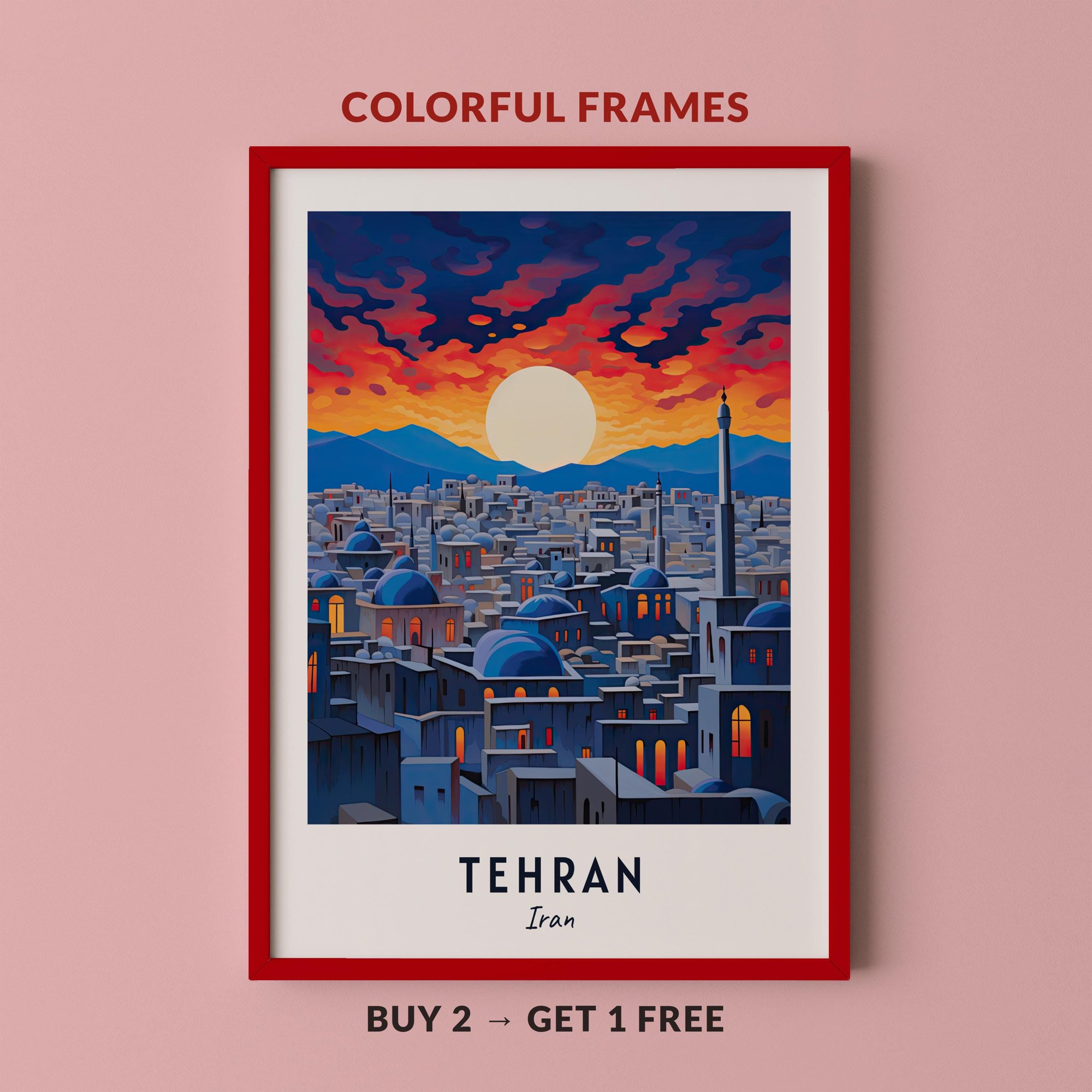 Tehran Travel Iran City Cityscape Poster , Poster Print Only