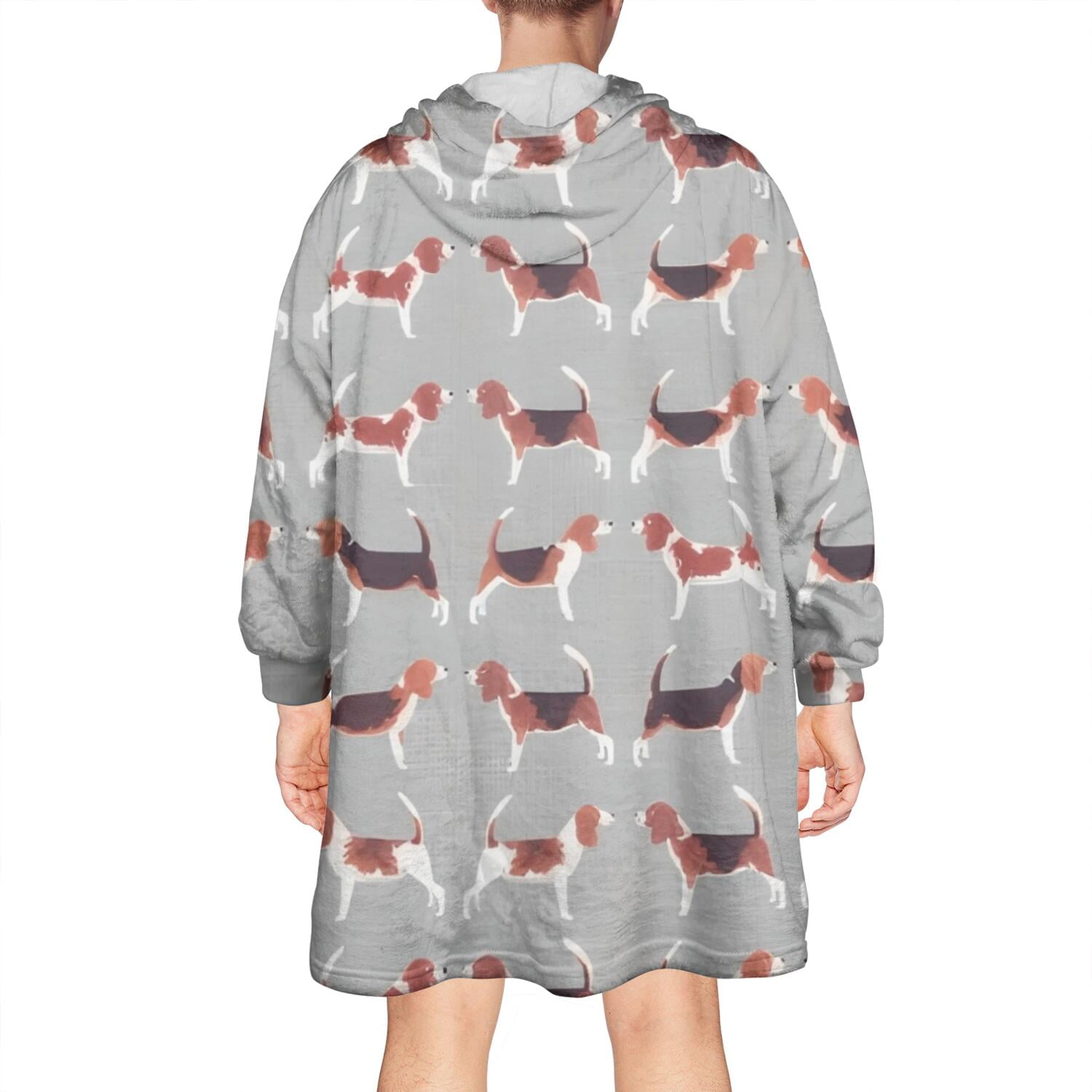 Animal Beagle Cute Dog Wearable Oversized Blanket,Wearable Blanket Hoodie for Adults,Cozy Hooded Blankets with Super Pockets,Super Warm Fuzzy Pullover for Women & Men