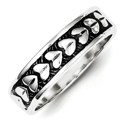 - Sterling Silver Antiqued Heart Ring - Ring Size: 6 to 11
