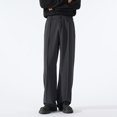 thumbnail image 2 of JAJAHO Mens Suit Pants Straight Leg Relaxed Fit Elastic Waistband Dress Pants Solid Color Business Casual Wear Cozy Trousers, 2 of 5
