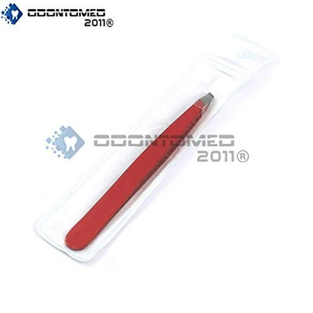 Odontomed2011® Proffesional Red Color Coated Eyebrow Tweezer Slanted Hair Beauty Woman Beauty Makeup Tools