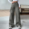 thumbnail image 6 of Kvture Women's Cargo Pants Casual Straight Wide Leg Work Pants Elastic Waisted Lightweight Loose Hiking Pant with Pockets Gray Pant XXXL, 6 of 7