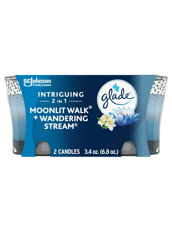 Glade 2 in 1 Candle, Moonlit Walk & Wandering Stream, Infused with Essential Oils, 2 Count