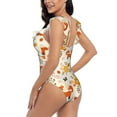 thumbnail image 5 of Yiaed Flower Fox Print Women's Ruffled One Piece Swimsuit V Neck Swimwear Slimming Monokini for Woman-Medium, 5 of 8