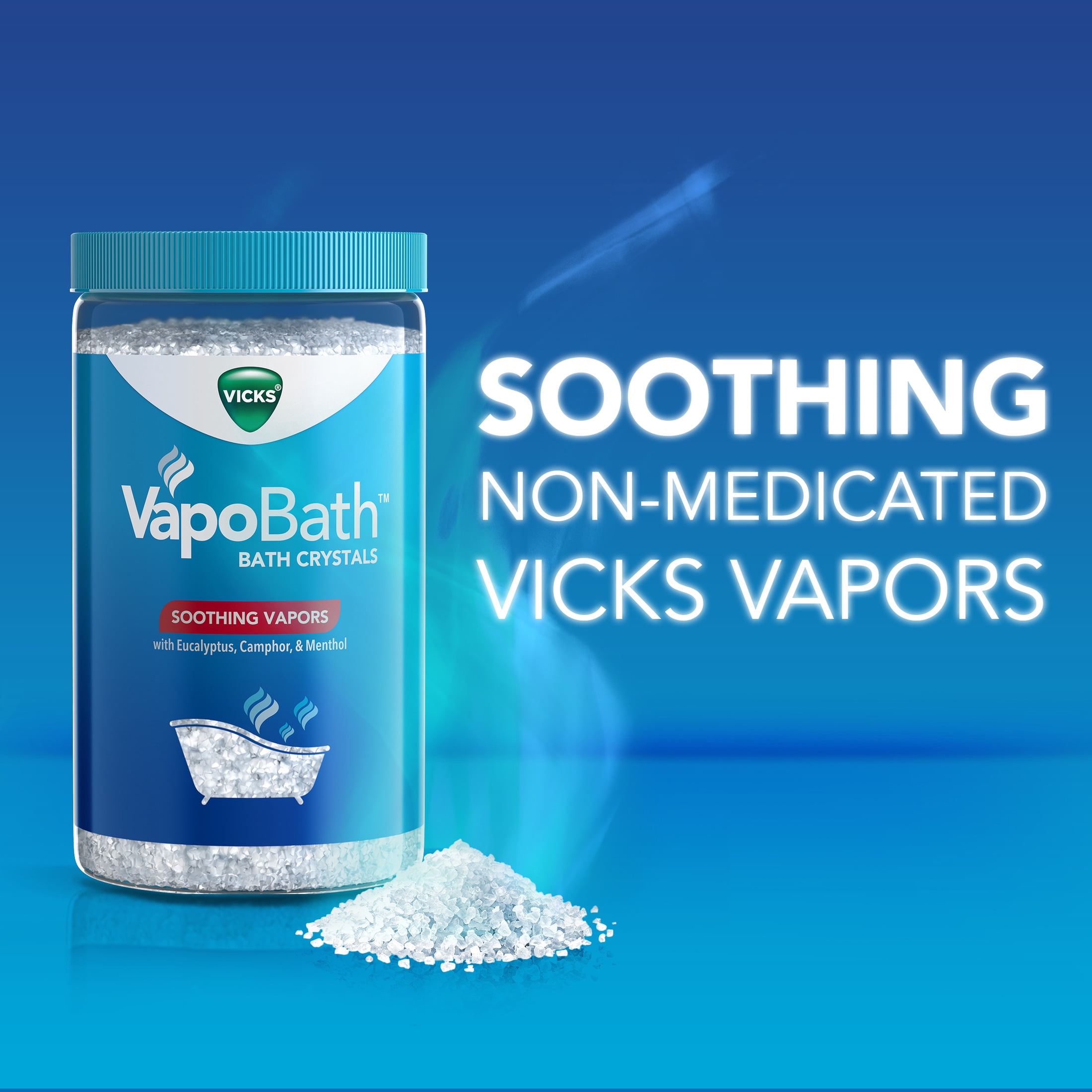 Vicks VapoBath Bath Crystal Powder, Non-Medicated Salts Soothing Vicks Vapors, 15 oz