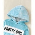 thumbnail image 4 of 7 Years Big Girls Clothes 8 Years Girls 2PCS Fall Winter Outfits Set Letter Print Solid Color Big Girls Long Sleeve Hoodie Top Pants Set Blue, 4 of 6