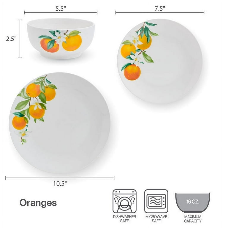 Studio Nova Oranges 12 Piece Porcelain Dinnerware Set White