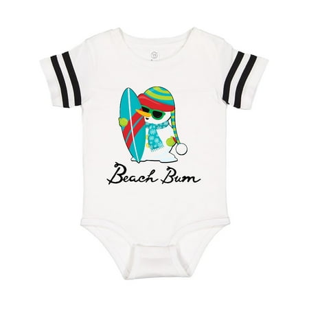 

Inktastic Beach Bum surfing snowman at the beach Gift Baby Boy or Baby Girl Bodysuit