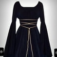 thumbnail image 2 of Vestido maxi Qarigey con cinturón de fiesta de manga larga y cuello azul violáceo XL, 2 of 4