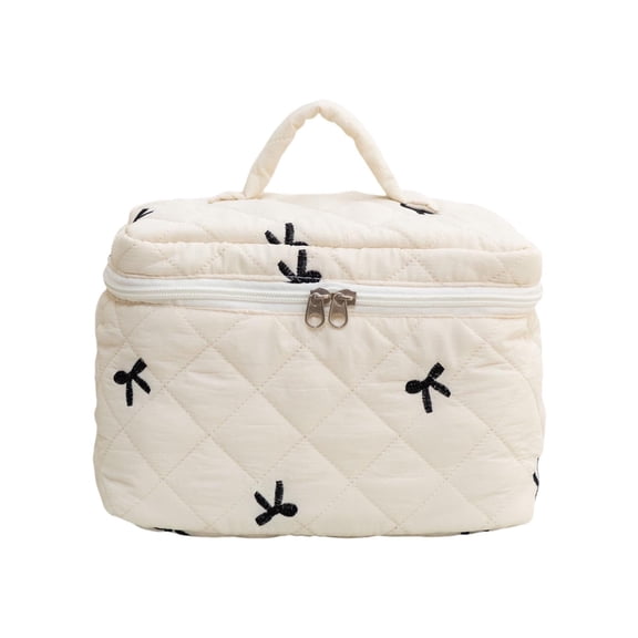 Bow Embroidered Makeup Bag Fashionable Toiletries Organizer Versatile Dumpling Pouch for Cosmetics Storage and Travel