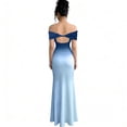 thumbnail image 5 of Laqbezok Women's Gradient Off-Shoulder Maxi Dress, French Chic Slim Fit Evening Gown, Ombre Ruched Mermaid Dress for Party Wedding, 5 of 6