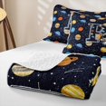 thumbnail image 4 of Manfei Cool Astronaut Letter P Twin Quilt Set,Celestial Cosmic Stars Twin Coverlet Set,Dark Blue,Navy Blue Reversible,2pcs,1 Bedspread and 1 Pillowcase, 4 of 7
