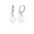 thumbnail image 1 of Aros Voaino de Plata 925 con Perla y Circonia Cúbica Colgantes 3 cm, 1 of 7