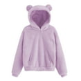 thumbnail image 5 of Hoodies for Girls 10-12 with Pockets Girls Fuzzy Fleece Pullover Hoodies Loose Sweatshirt with Pockets Outwear Coat Casual Tops, 5 of 6