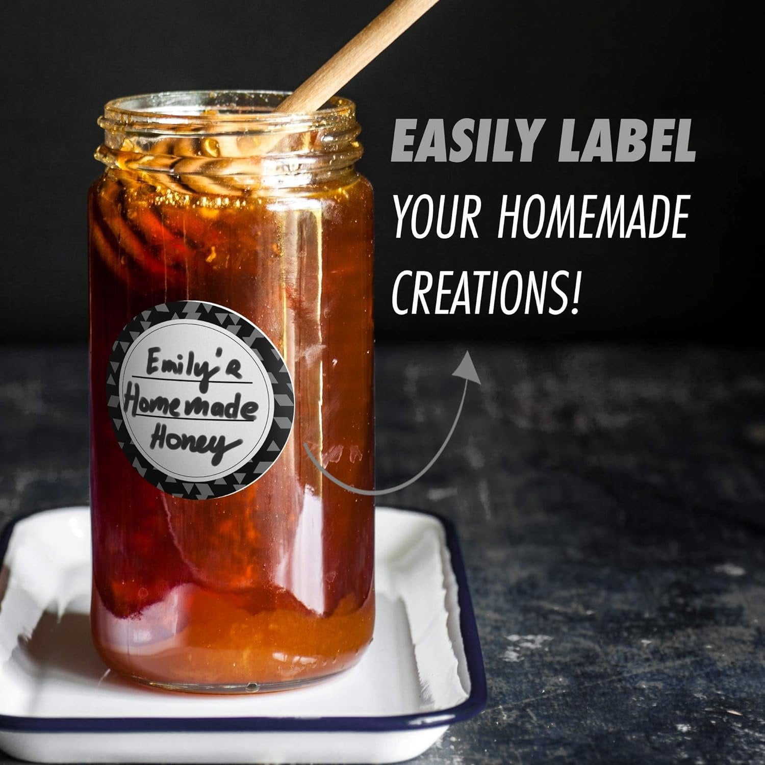 MESS Dissolvable Canning Labels – 200 Count Black Paper Labels for Mason Jars and Food Containers, Removable & Writable