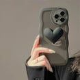 thumbnail image 2 of Designed for iPhone Case,Cute 3D Love Heart Water Wave Shape Frame Camera Lens Protection Shockproof Protective Cover Phone Case (Black,iPhone 12), 2 of 4