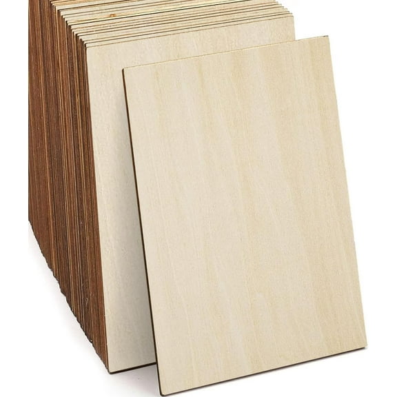 Basswood Sheets, 30 Pack Unfinished Wood, Rectangle Thin Plywood Wood Sheets for Crafts, Wood Burning and CNC Cutting, Wooden DIY Ornaments