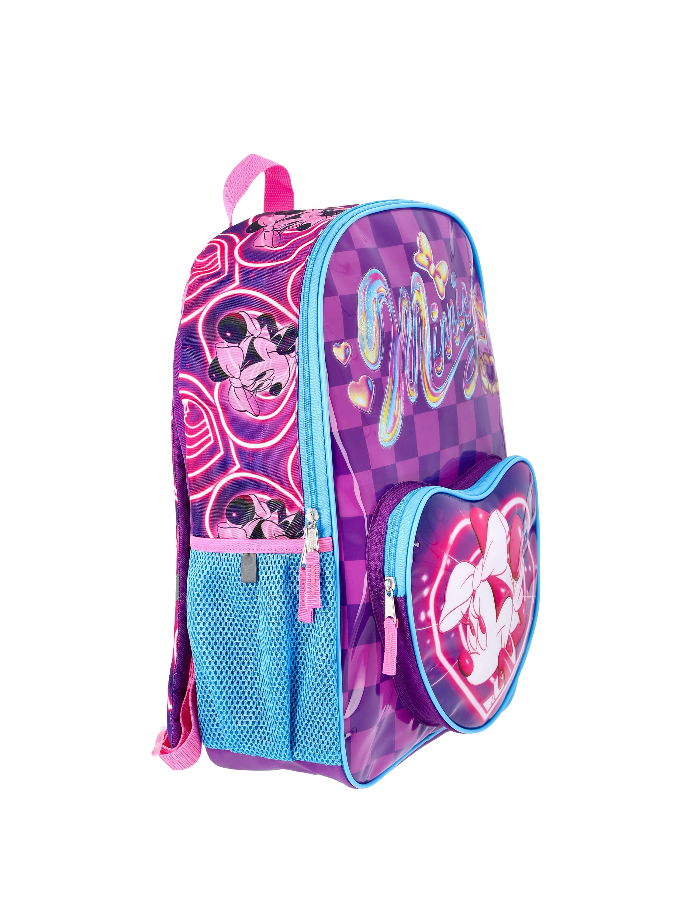 Disney Minnie Mouse Girls' 17" Heart Light Up Backpack, Purple