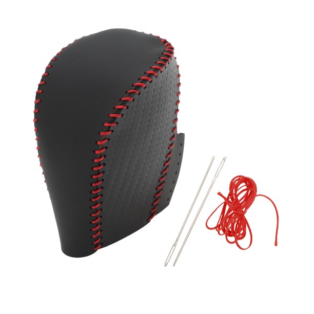 Cubierta de pomo de cambio antideslizante Unique Bargains para palanca de cambios de coche, protector para Honda Civic 2016-2021, cuero sintético negro y rojo
