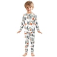 thumbnail image 6 of FORMRS Long Sleeve Top and Pants Pajama Set for Niños 2-Piece Sleepwear, Sizes 18M-8Y, Cartoon Orange Houses, 6 of 6