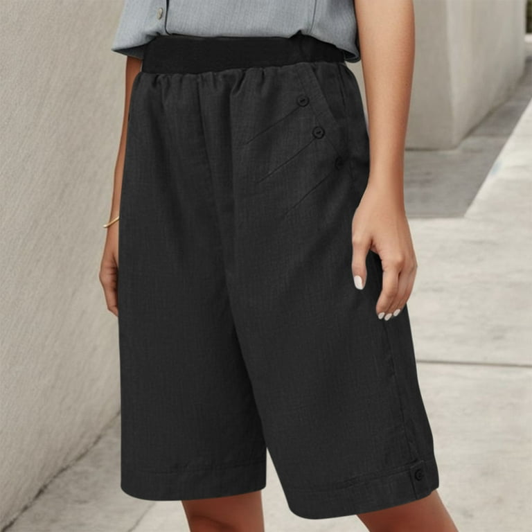 Loose soft cotton wide leg pocket shorts hotsell
