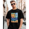 thumbnail image 1 of Camisetas de manga corta con diseño abstracto de sol y océano para hombre, camisetas de cuello redondo, 1 of 8