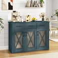 thumbnail image 3 of Costway Farmhouse Buffet Sideboard with 2 Drawers Fluted Barn Doors for Kitchen Dining Room Turquoise, 3 of 10