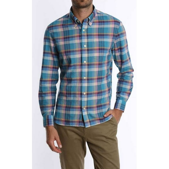 Jachs Men's Blue Madras Plaid Shirt, XXXL