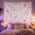 thumbnail image 2 of Pink Bow Pattern with Ballet Slippers and Ribbons, Romantic Watercolor for Bow Lovers, Bow Wall Decor, Housewarming Gift Tapestry Wall Hanging for Bedroom and Dorm, 2 of 7