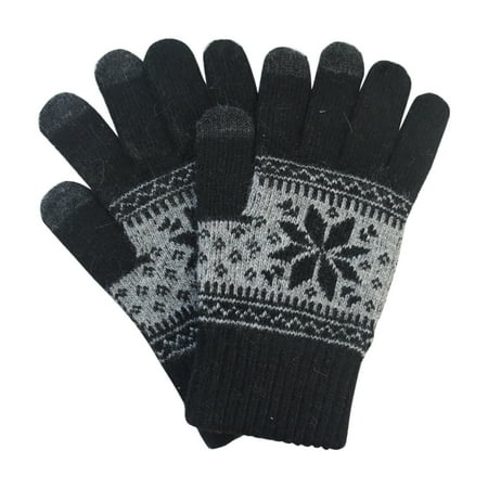 

Dadaria Womens Gloves Winter Fashion Non Slip Warm Winter Artificial Knitting Wrist Gloves Mittens Black Women Men