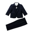 thumbnail image 2 of LiiYii Baby Boys Formal Suit Gentleman Outfit Blazer + Bow Tie + Shirt + Vest + Pants 5 PCS Set for Navy Blue 2T, 2 of 6