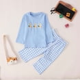 thumbnail image 2 of Tisuna Infant Boys Easter Pajamas Outfits Set Rabbit Print Tops Plaid Print Elastic Waist Pants Clothing Set Casual Soft Kids 2 Pieces Sleepwear Light Blue Size 2-3 Years, 2 of 6