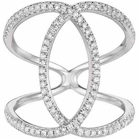 0.43 Carat T.W. Diamond Sterling Silver Double C Fashion Ring