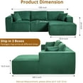 thumbnail image 2 of 108" Modular Sectional Sofa, Cloud Foam Sectional Couch with L-Shape Chaise/Throw Pillows/Plush Corduroy Fabric, No Assembly Required, Space-Saving, Boneless Compression Sleeper Sofa for Living Room, 2 of 7