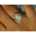 thumbnail image 3 of Genuine Lab-Grown Fire Opal Oval, Moissanite, Lab Ruby Ring in 925 Yellow Gold Plated for Women (Size-10x12mm | 4.2 ct) | April Birthstone Jewelry for Her | Lab-Grown Fire Opal Engagement Rings, 3 of 4