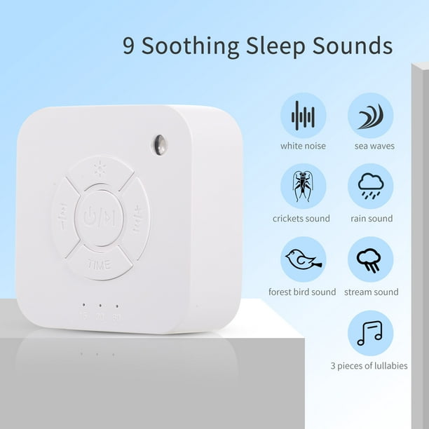 Machine de sommeil à bruit blanc intégré 6 son apaisant douce respiration  lumière 15/30/60 timing intelligent pour bébé adulte voyage de bureau