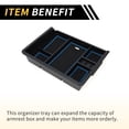thumbnail image 5 of Unique Bargains Full Center Console Organizer Tray for Chevy Silverado for GMC Sierra 2500 3500 HD 2015-2019 Armrest Storage Box Insert Tray Full Console w/Bucket Seats ONLY Plastic Black Blue, 5 of 6