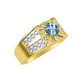 thumbnail image 3 of RYLOS Men's Rings Yellow Gold Plated Silver Designer Starburst 7MM Round Gemstone & Diamond Ring Blue Topaz December  Size 11, 3 of 7