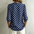 thumbnail image 4 of Womens Summer Tops Business Polka Dots Button Down Lapel Long Sleeve Satin Fashion Shirts for Women Blue L, 4 of 6