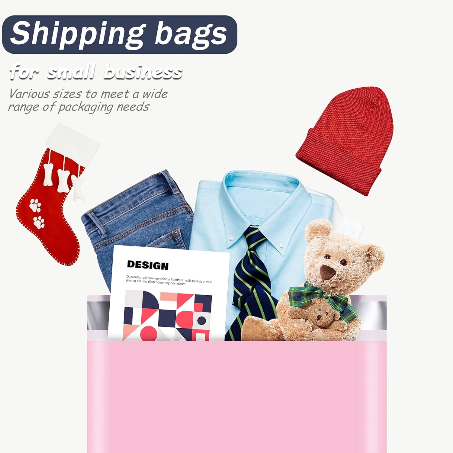 100Pcs Large Poly Mailers, 19 x 24 inch Pink Waterproof and Tear-Proof Self Adhesive Large Shipping Bags, Strong Thick Mailing Bags for Clothing, Small Business