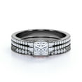 thumbnail image 3 of JeenMata Stunning 0.75 Carat - Princess Cut Diamond - Pave - Vintage - Double Band Gothic Engagement Ring - Bridal Set - 10K Black Gold, 3 of 7
