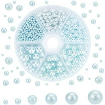 1113pcs Vase Filler Pearls 6 Sizes No Holes Undrilled Imitated Pearl Beads Blue Makeup Filler Loose Beads for Christmas Wedding Party Home Decoration (2.5mm 4mm 5mm 6mm 7mm 8mm)
